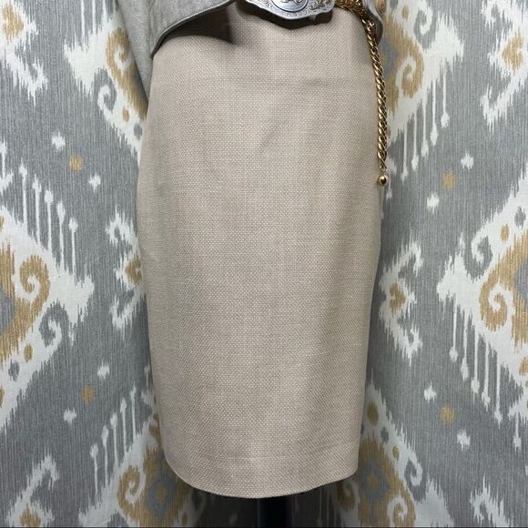 Ralph Lauren Sand Silk Nailhead Weave Pencil Skirt - Picture 16 of 16
